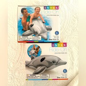 INTEX Large Dolphin Ride-On Inflatable Pool Float 79x30 | Set of 2 | New